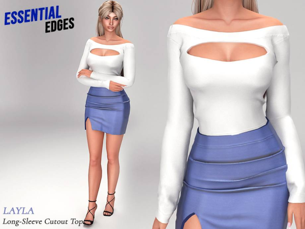 Sims 4 curseforge - Long-sleeve cutout top (essential edges set)