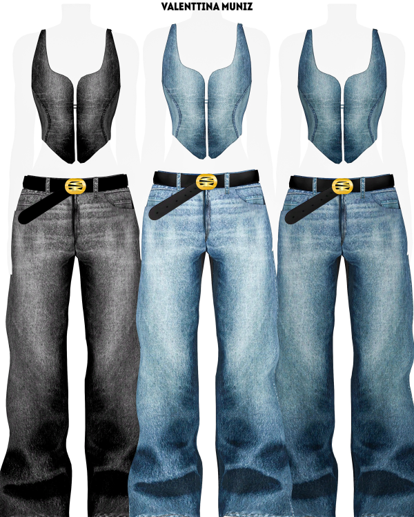 Alpha Zaha Outfit Jeans Denim Collection by valentinamuniz - The Sims 4 Custom Content