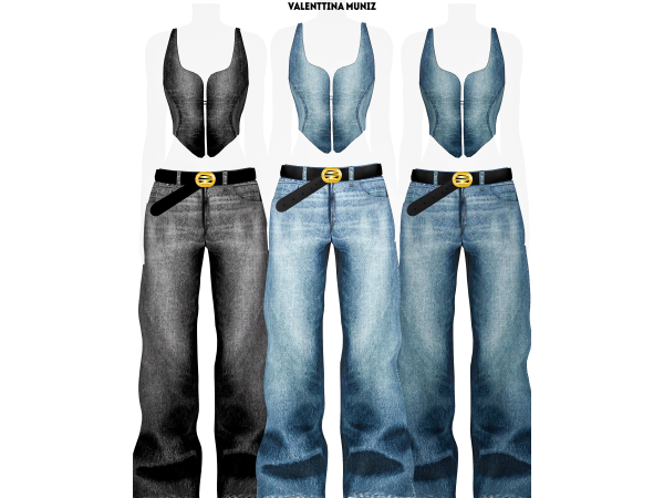 Alpha Zaha Outfit Jeans Denim Collection - The Sims 4 Custom Content