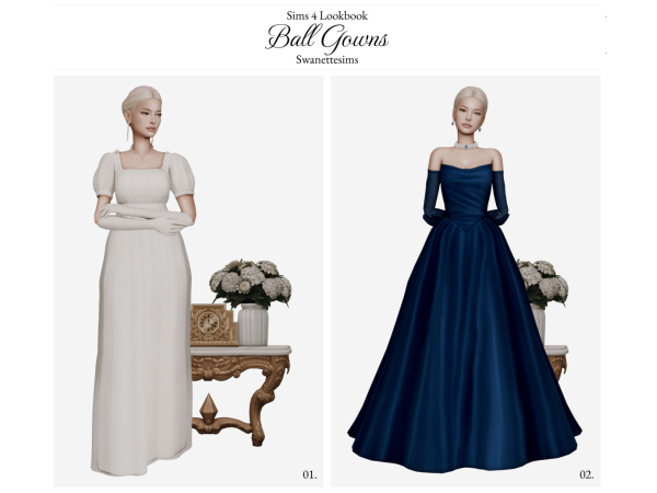 Mix Ball Gowns Ft Rosalie Langford by swanettesims - The Sims 4 Custom Content