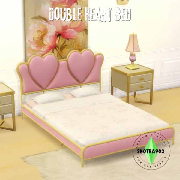 Maxis Match Double Heart Bed by simsfinds - The Sims 4 Custom Content