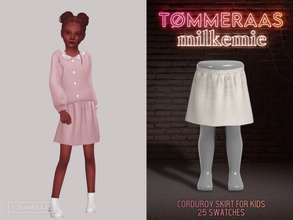 Alpha TØMMERAAS Corduroy Skirt for Kids - The Sims 4 Custom Content