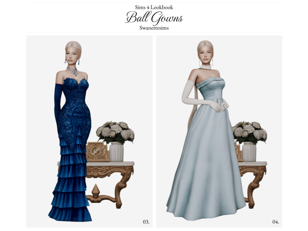 Mix Ball Gowns Ft Rosalie Langford by swanettesims - The Sims 4 Custom Content