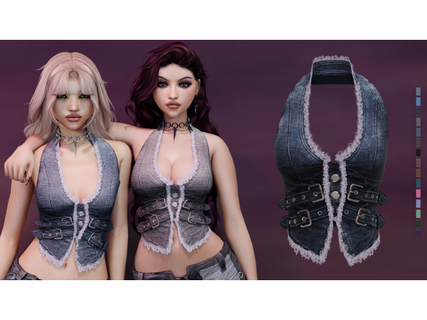 Alpha GRUNGE DENIM VEST by LYNXsimz - The Sims 4 Custom Content