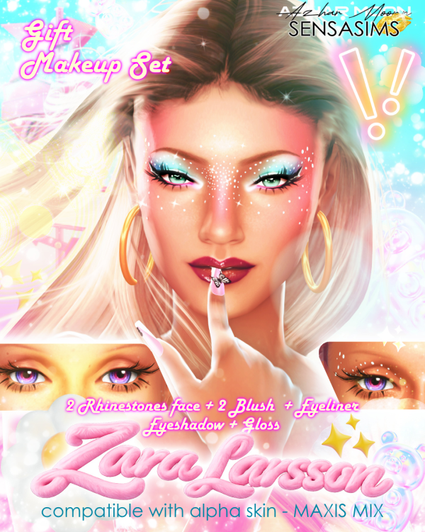 Mix Zara Larsson Makeup rhinestones SetMAXIS MIX COLLECTION by sensasims - The Sims 4 Custom Content