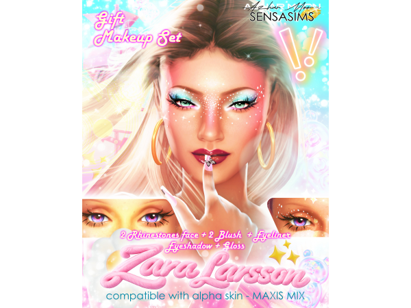Mix Zara Larsson Makeup rhinestones SetMAXIS MIX COLLECTION - The Sims 4 Custom Content