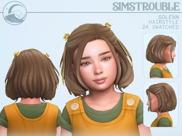 Maxis Match Solenn Hairstyle Set Child Conversion by simstrouble - The Sims 4 Custom Content