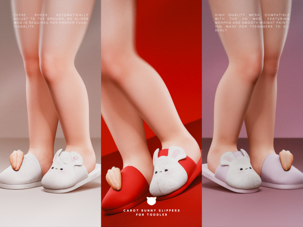 Alpha Carot Bunny Slippers (Toddler) by madcat - The Sims 4 Custom Content