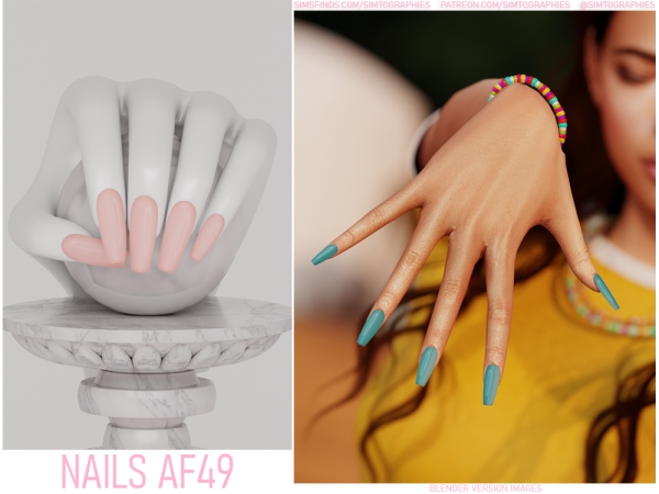 Alpha Nails AF49 by simtographies - The Sims 4 Custom Content