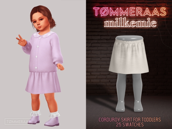 Alpha TØMMERAAS Corduroy Skirt for Toddlers - The Sims 4 Custom Content