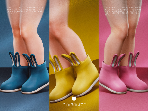 Alpha Fluffy Bunny Boots (Toddler) by madcat - The Sims 4 Custom Content