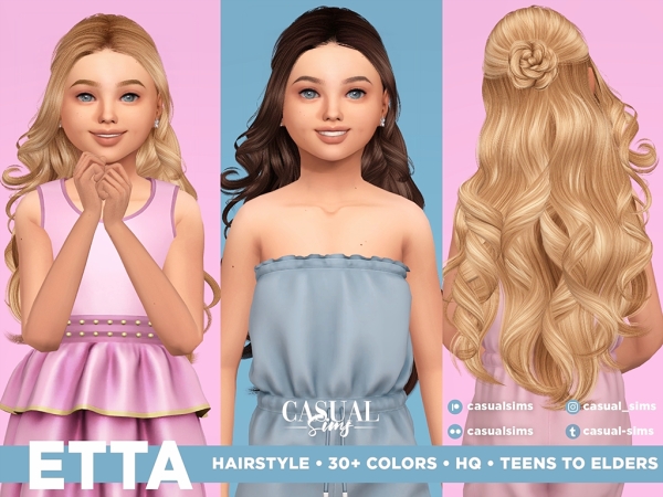 Alpha Etta Hairstyle for children bangs version - The Sims 4 Custom Content