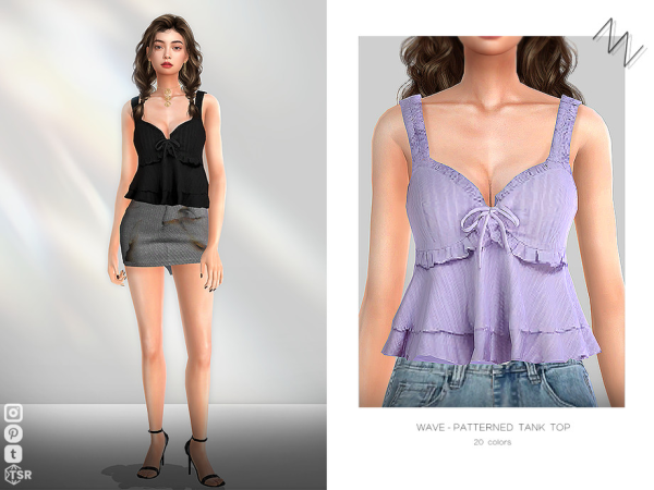 Sims 4 WAVE-PATTERNED TANK TOP by ZNsims