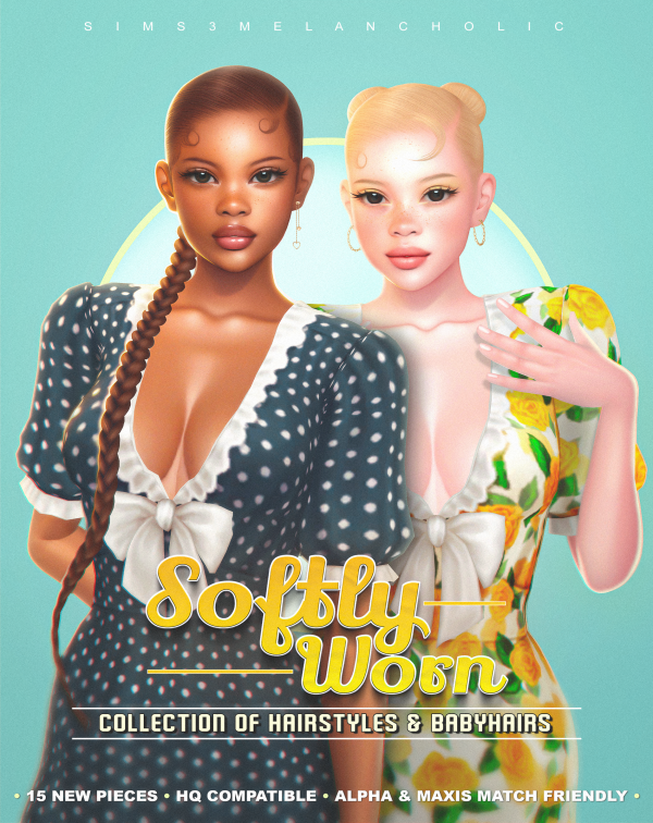 Mix Softly Worn collection of hairstyles babyhairs by simsfinds - The Sims 4 Custom Content