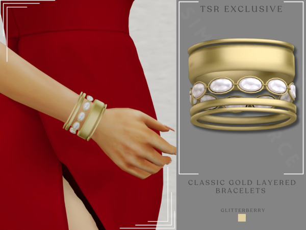 Mix Classic Gold Layered Bracelet by Glitterberryfly - The Sims 4 Custom Content