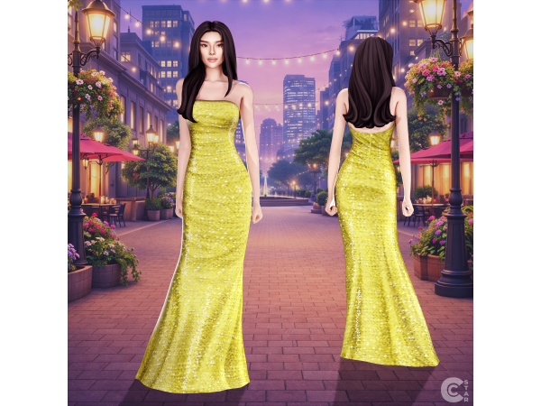 Maxis Match Strapless Sequin Column Gown cool_content_star - The Sims 4 Custom Content