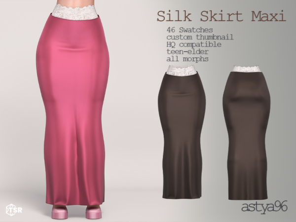 Alpha Silk Skirt Maxi by astya96cc - The Sims 4 Custom Content