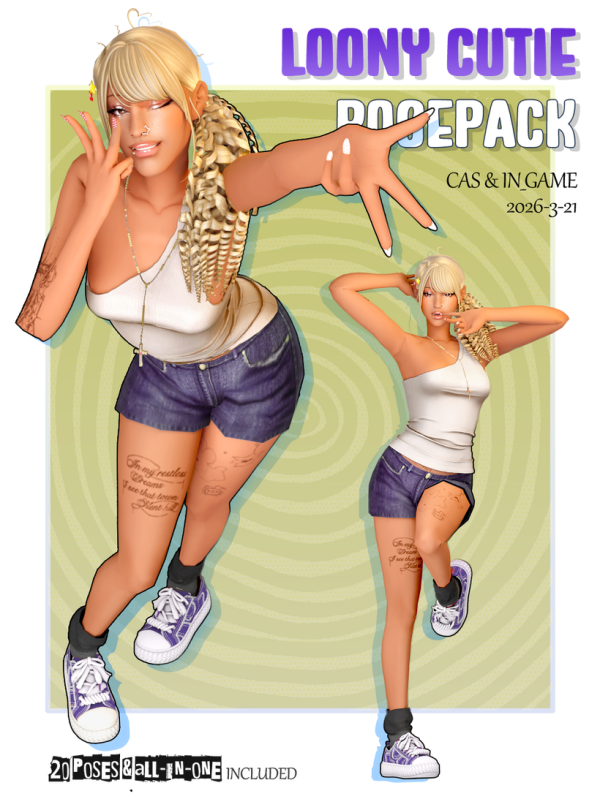Mix Loony Cutie Posepack by simsfinds - The Sims 4 Custom Content