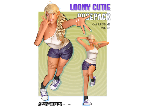 Mix Loony Cutie Posepack by wotunciba - The Sims 4 Custom Content