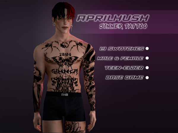 Mix [aprilhush] Sinner tattoo by aprilhush - The Sims 4 Custom Content