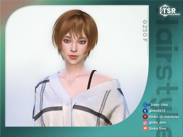 Alpha Short Bob Hair with Bangs Ginko 250 Sims by Daisy - The Sims 4 Custom Content