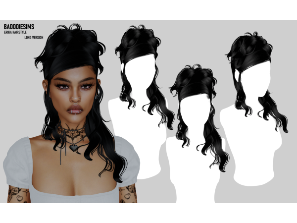Mix BADDDIESIMS ERIKA HAIRSTYLE LONG VERSION - The Sims 4 Custom Content