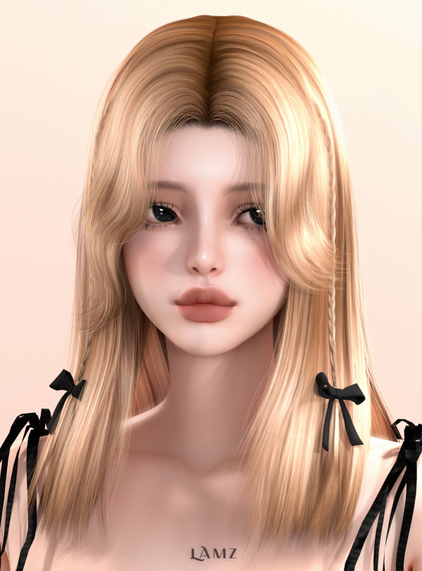 Alpha LAMZ_CuteBowHairstyles_001F by simsfinds - The Sims 4 Custom Content