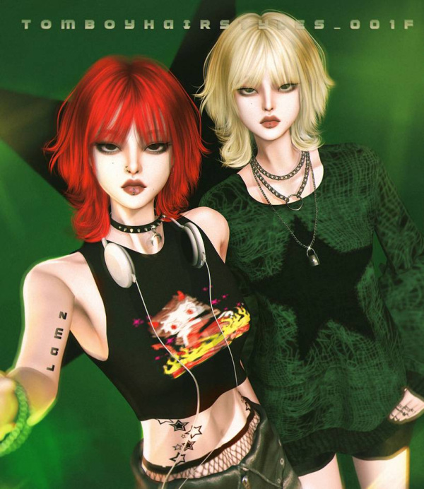 Alpha LAMZ_TomboyHairstyles_001F by simsfinds - The Sims 4 Custom Content