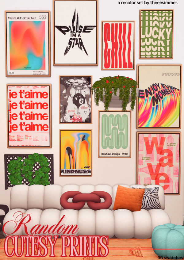 Mix Random Cutesy Prints by simsfinds - The Sims 4 Custom Content