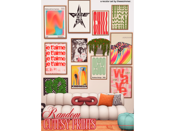 Mix Random Cutesy Prints by Theeesimmer - The Sims 4 Custom Content