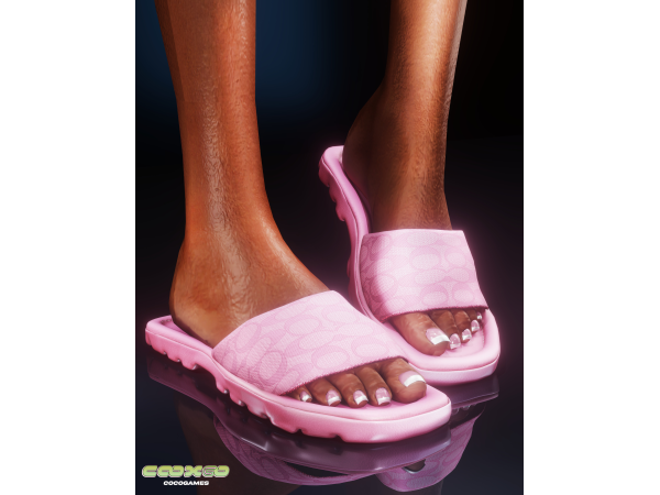 Alpha Flora Coachh Sandals by cocogames - The Sims 4 Custom Content