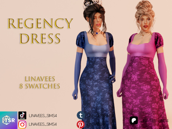 Alpha REYNA REGENCY MAXI DRESS by linavees - The Sims 4 Custom Content