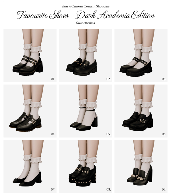 Mix Favourite Shoes Dark Academia Edition by simsfinds - The Sims 4 Custom Content