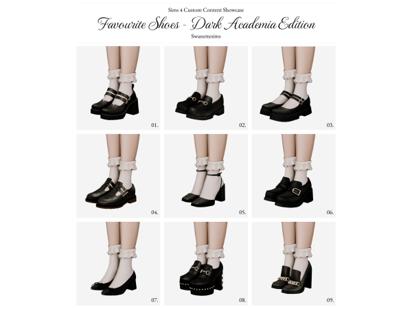 Mix Favourite Shoes Dark Academia Edition by swanettesims - The Sims 4 Custom Content