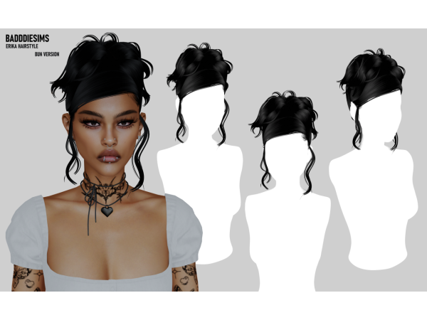 Mix BADDDIESIMS ERIKA HAIRSTYLE BUN VERSION - The Sims 4 Custom Content