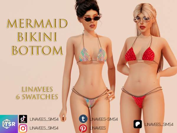 Alpha NOAH MERMAID BIKINI BOTTOM by linavees - The Sims 4 Custom Content