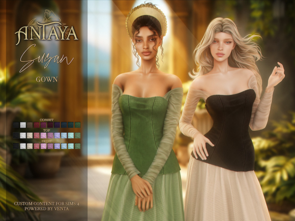 Alpha Antaya Susan Gown by VentaStudio - The Sims 4 Custom Content