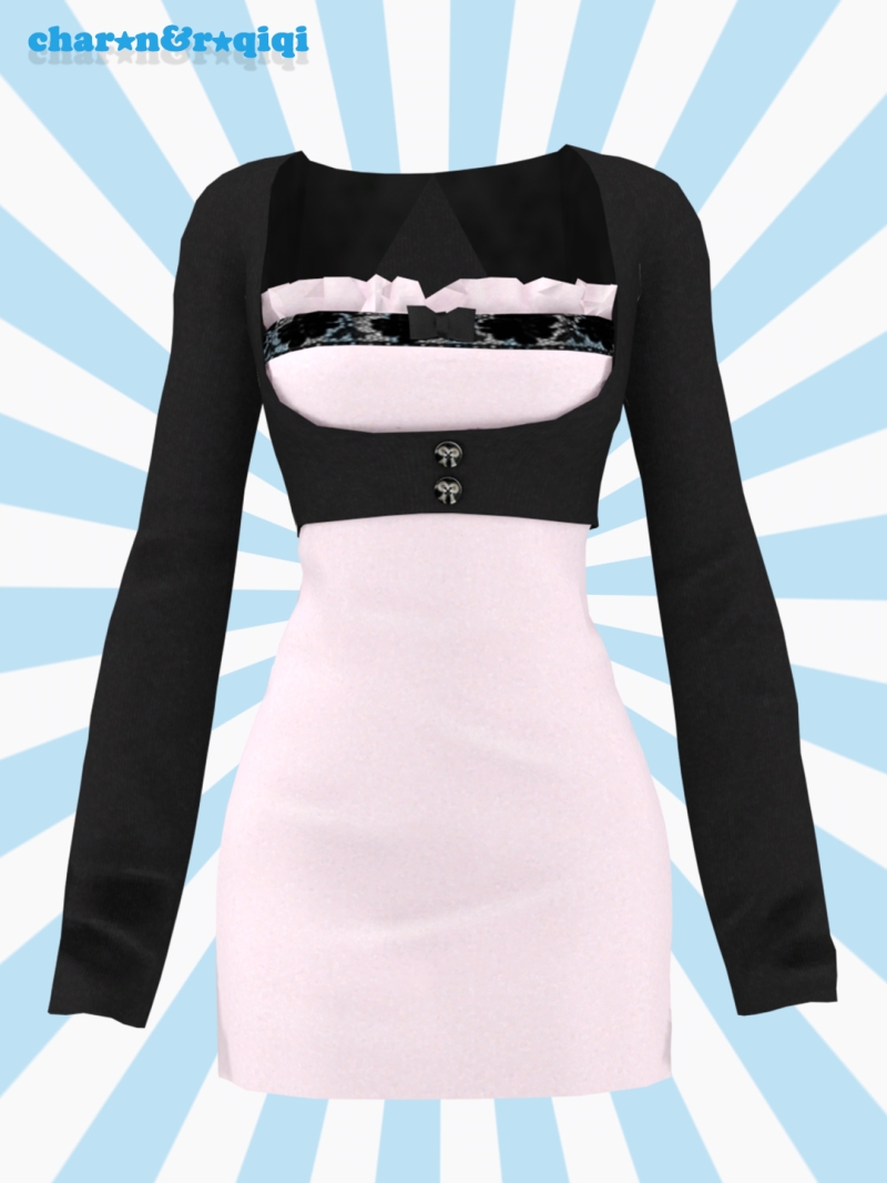 Mix [charonroqiqi]04_dress by roqiqi - The Sims 4 Custom Content