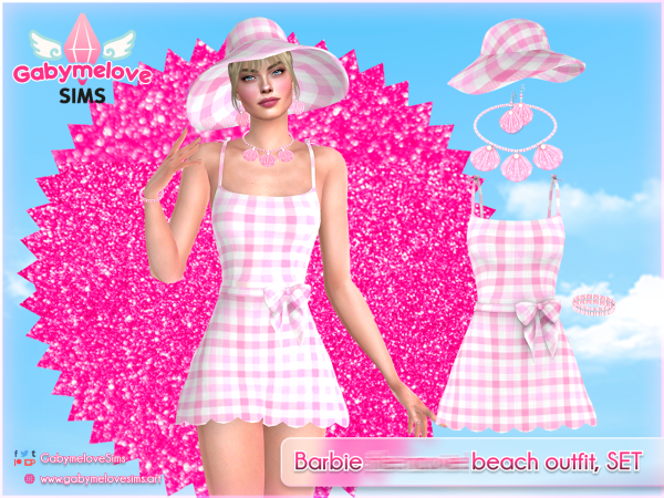 Mix Barbie beach outfit by gabymelovesims - The Sims 4 Custom Content
