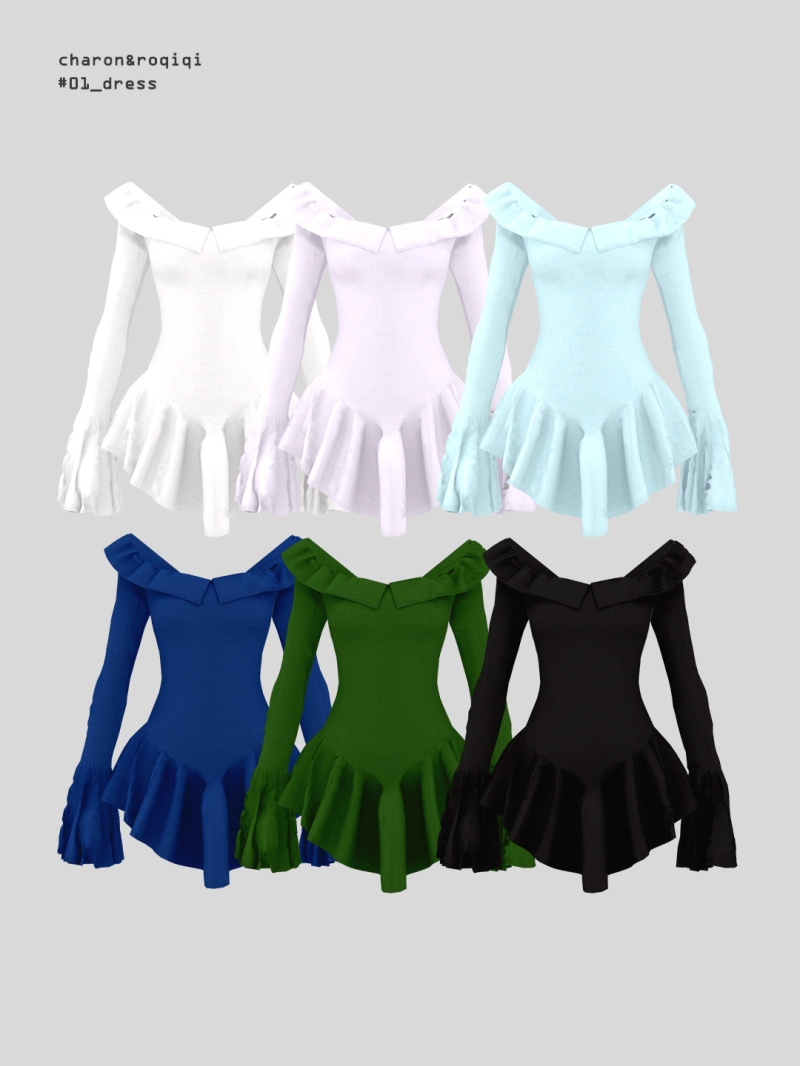 Mix [charonroqiqi]01_dress by roqiqi - The Sims 4 Custom Content