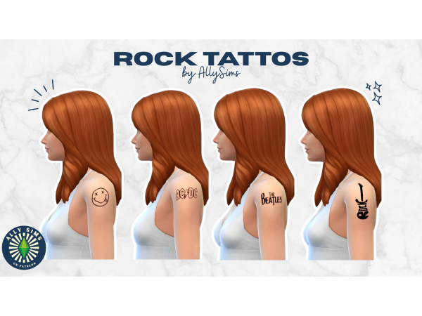 Mix Rock Tattoos Collection Maxis Match by AllySims - The Sims 4 Custom Content