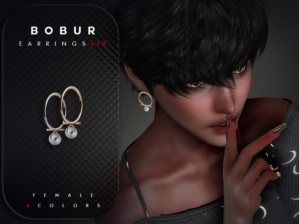 Alpha Hoop earrings with pearls - The Sims 4 custom content
