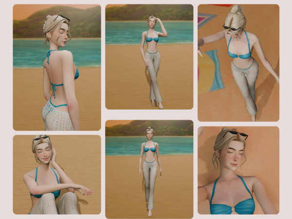 Mix Beach Day Pose Pack by Maycerise - The Sims 4 Custom Content