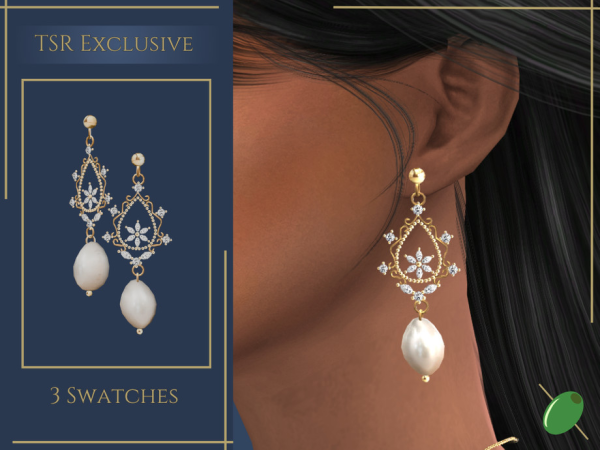 Alpha Angelica Drop Earrings by Pitted0live - The Sims 4 Custom Content