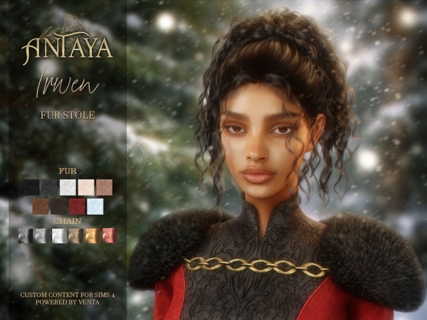 Alpha Antaya Irwen Fur Stole by VentaStudio - The Sims 4 custom content