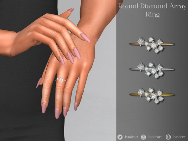 Alpha Round Diamond Array Ring - The Sims 4 custom content