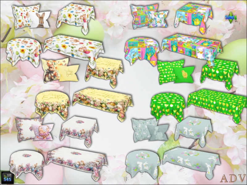 Mix Easter tableclothes and pillows by artedellavita_mabra - The Sims 4 custom content