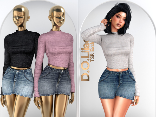 Alpha Simple Denim Set DO160 by DOLilac - The Sims 4 Custom Content