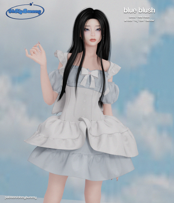 Alpha Blue Blush Dress by ohmybunnny2 - The Sims 4 Custom Content