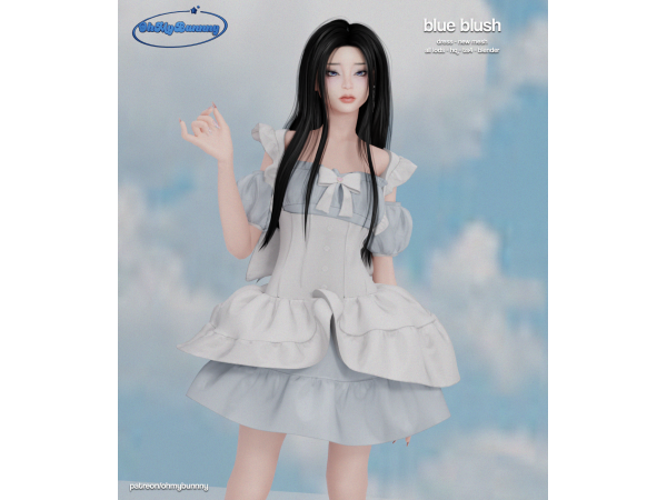 Alpha Blue Blush Dress - The Sims 4 Custom Content